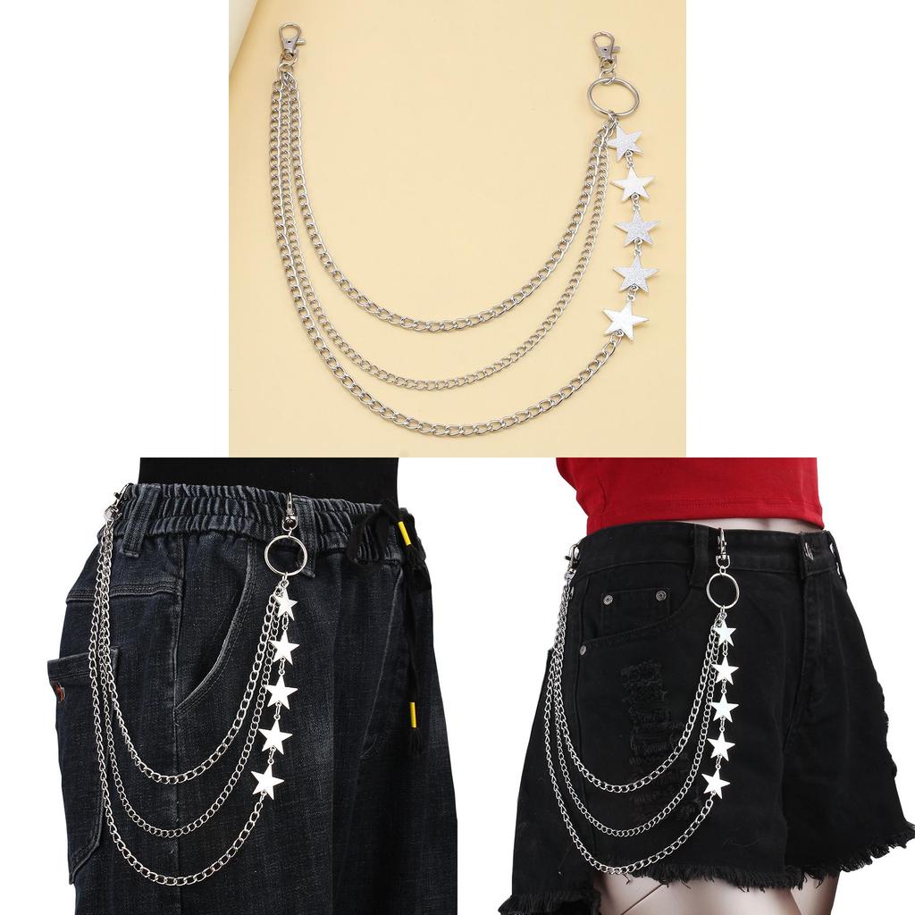 Star Shape Multilayer Belt Chain With Lobster Clasp For Men And Women