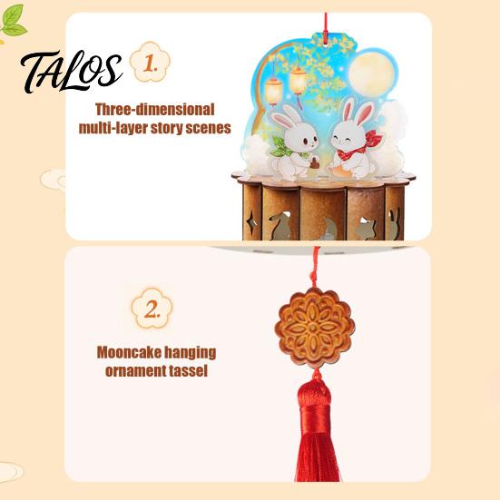 Artistic Handmade Ornament Mid-Autumn DIY Moon Rabbit Lantern Kit, 3D LED Handheld Lantern, Indoor Team Building Craft Ancient Style Set for Home Kids