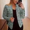Women's Vintage Floral Print Open Front Long Sleeve Blazer Jacket Casual Office Coat