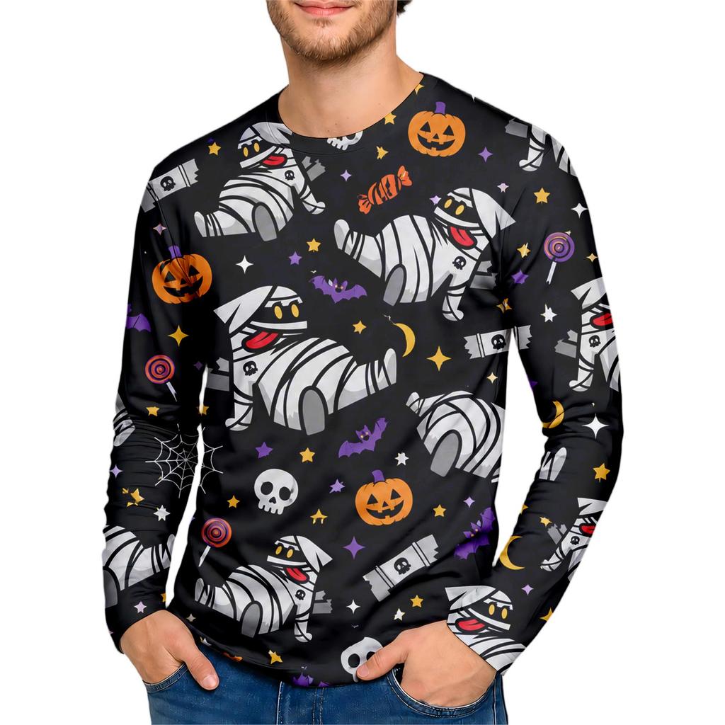 Halloween All Over Print T Shirt , Cute Pumpkin Graphic Tee for Women Men