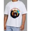 Weißes T-Shirt mit Löwengrafik und We Will Fear No Evil Text für Freizeitkleidung