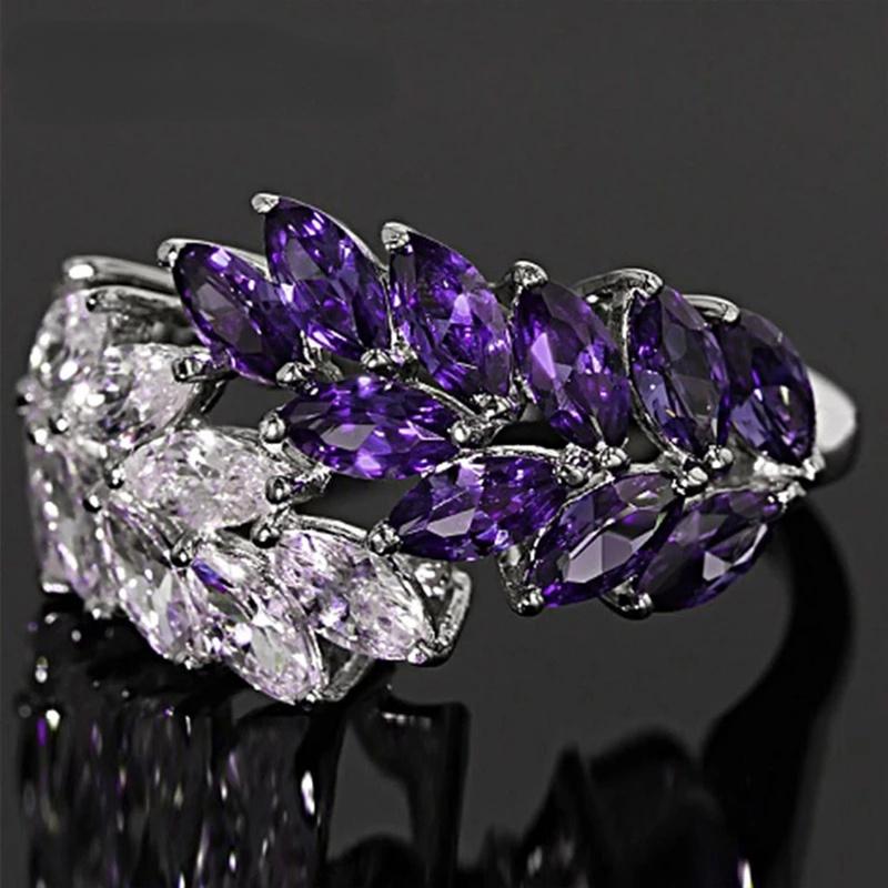 Delicate copper 925 Zircon Zircon Ring for Women Amethyst Zircon Trendy Lady's Fighter Ornament Anniversary Party