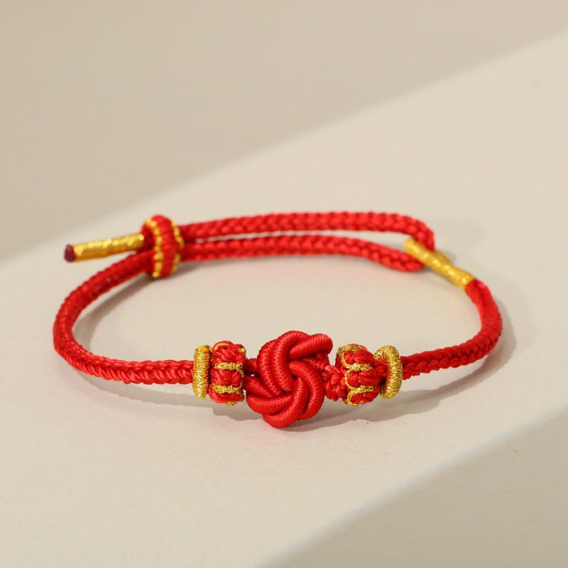 Lucky Red Mandala Bracelet: Hand-Woven Unisex Ancient Style Jewelry Gift