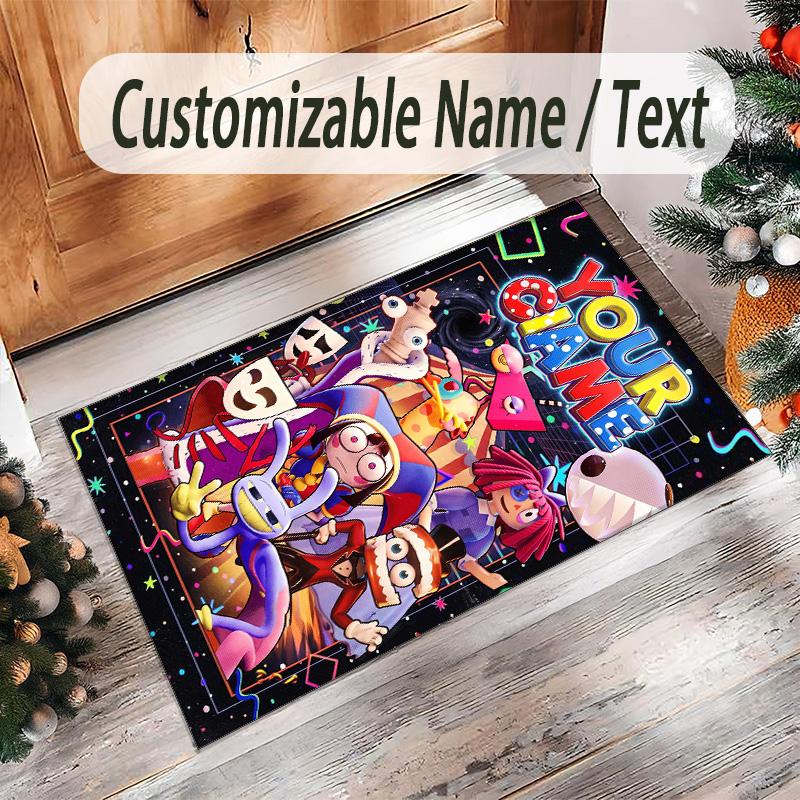 Personalized Crystal Velvet Carpet Custom Name Text,The Amazing Digital Circus Anti Slip Area Rug For Home Decoration