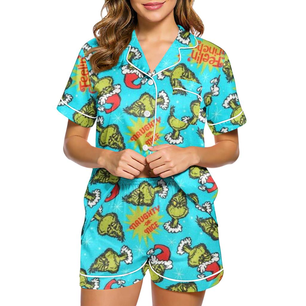 Women's Fashion Home Pajama Set Home Clothes Short Sleeve Pajamas Shorts Two-piece Set