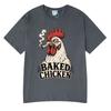 Baked Chicken Smoking Funny Meme Graphic T Shirts Unisex Unisex Cotton Tee Tops Fashion Oversized Short Sleeve Tshirt Streetwears