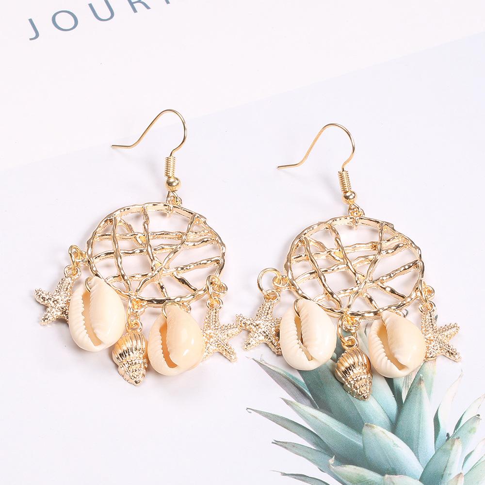 Fashion Shell Conch Starfish Dream Catcher Summer Earrings Earrings Women