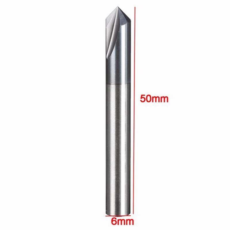 5pcs 6mm Chamfer End Mill 2Flutes HRC45 CNC Router Cutting Tool Cutter Drill Bit