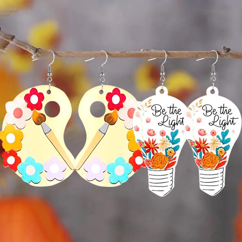 Drawing Board Paint Tray Acrylic Drop Earrings for Women Girls Y2K Colorful Light Bulb Stud Earrings Festival Valentine's Day Jewelry Christams Gifts