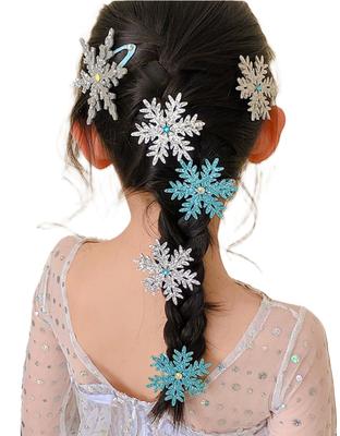 Eiskönigin Cosplay Haarschmuck 6-teiliges Set mit Schneeflocken-Haarklammern für Kinder und Erwachsene