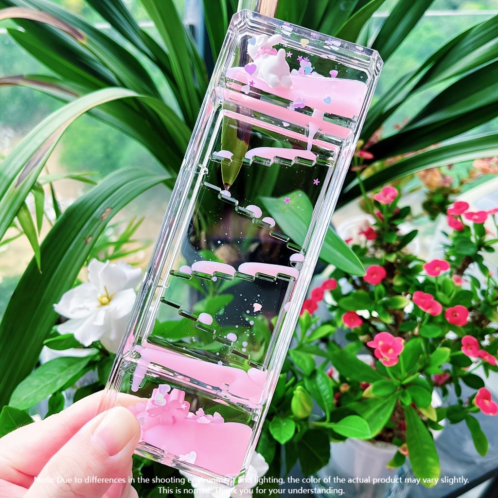 Uroczy Panda Płynny Ruch Bąbelkowy 2-minutowy Przezroczysty Akrylowy Timer z Pandami 3D, Kolorowe Kwiaty Motyle Idealny Prezent na Urodziny