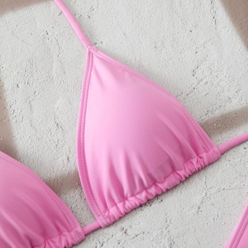 Solid Color Bikini Swimsuit Sexy Split Triangle Bag