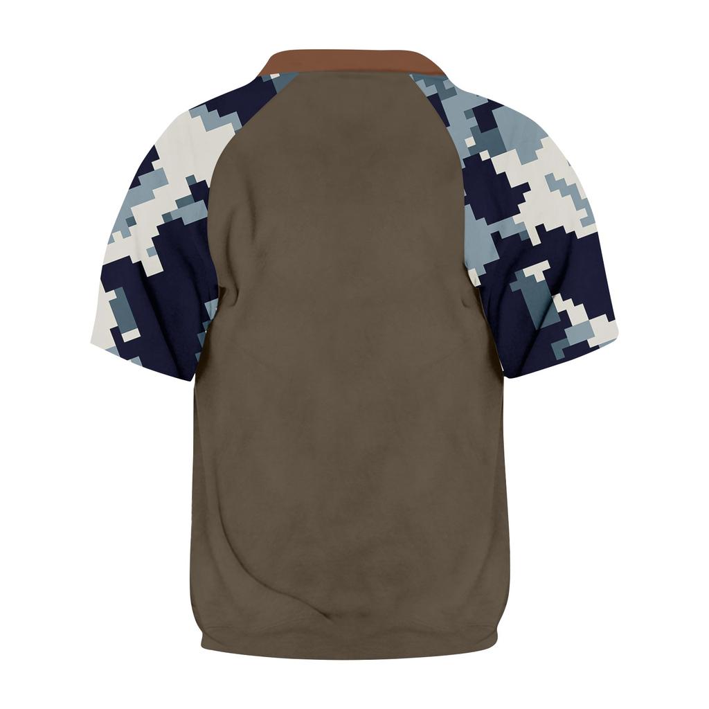 Pánské letní maskáčové ležérní tričko sportovní prodyšné s límcem na zip