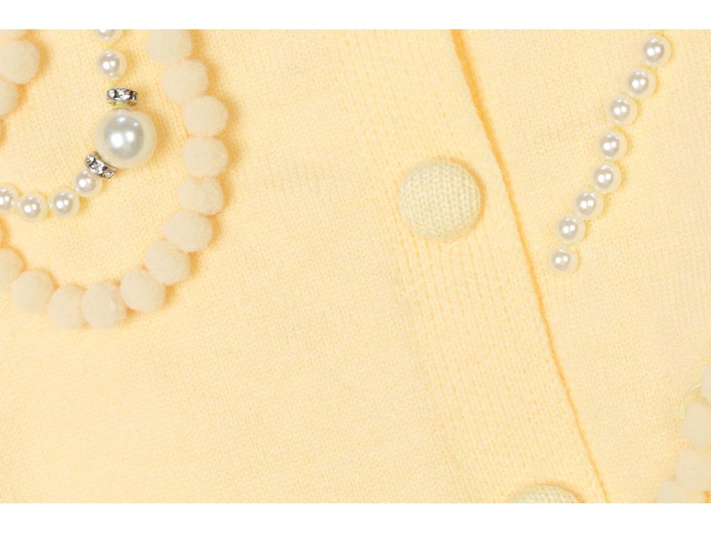 Versatile Slim Fit Knit Cardigan with Pearl Necklace - Spring/Autumn, Round Neck.
