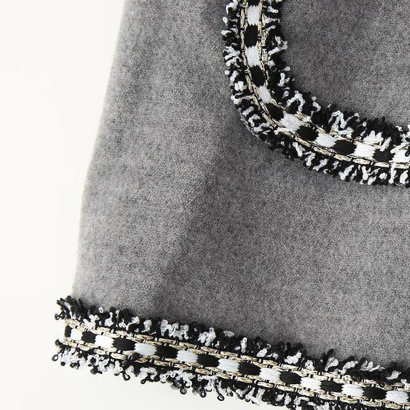 Kaslead New Arrival Women's Fashion Style Stylish Simple and Versatile Ribbon Decoration Reversible Woolen Coat