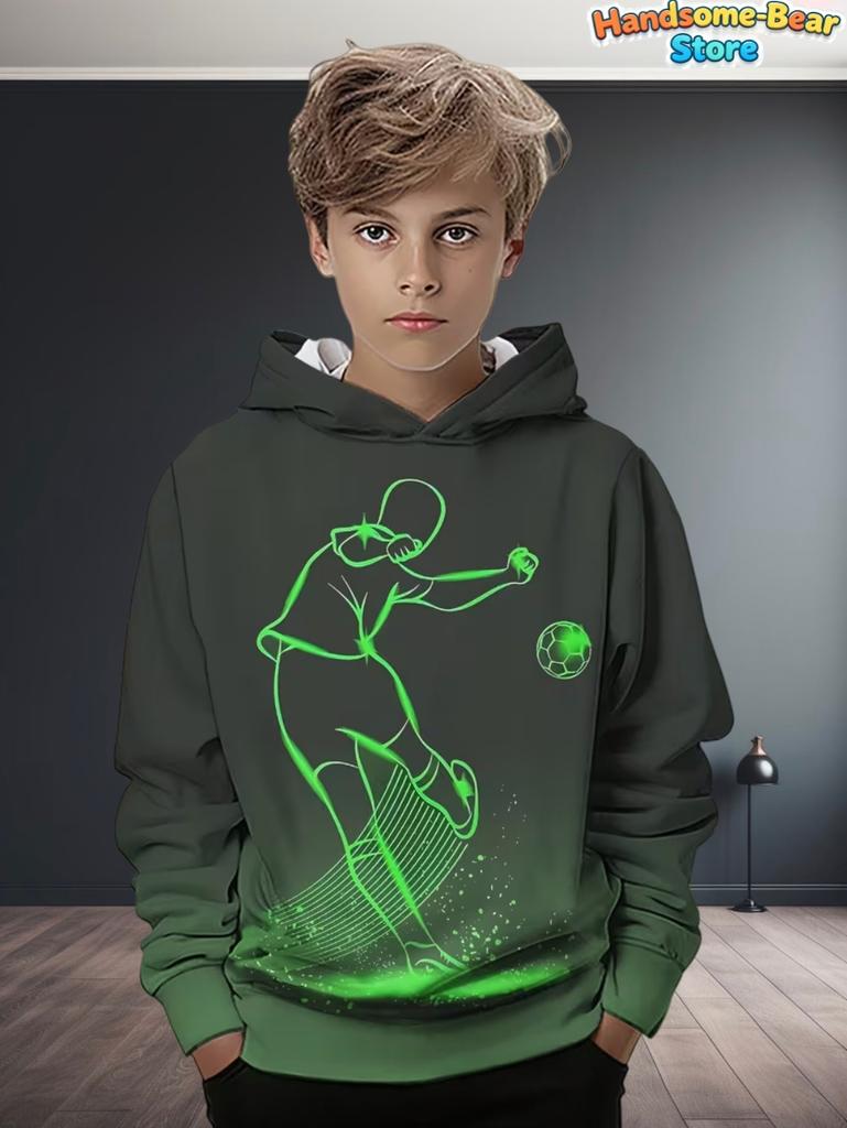 Kids Clothes Boys Hoodies Long Sleeve 3D Football Print Children Spring Fall Clothes Casual Outdoor Active Boys Clothing Tops