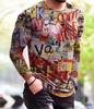 Vintage Punk Street Style Pánská trička s dlouhým rukávem Jaro Podzim 3D tisk Trička pro mladistvou vitalitu Plus velikost 6XL