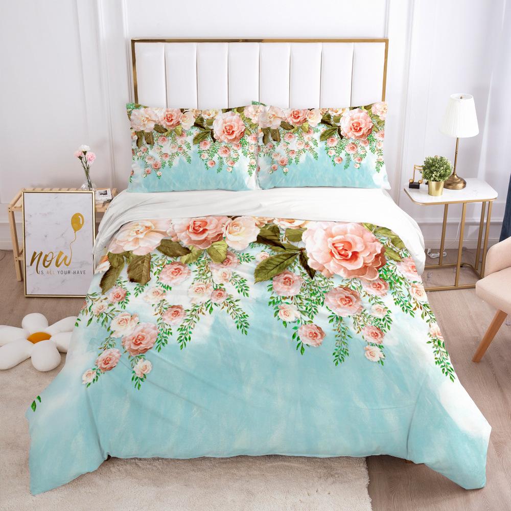Bedding Set Digital Print Comfortable Duvet Cover for Home Bedroom Decoration, 1 Duvet Cover and 2pillowcase with Zippers