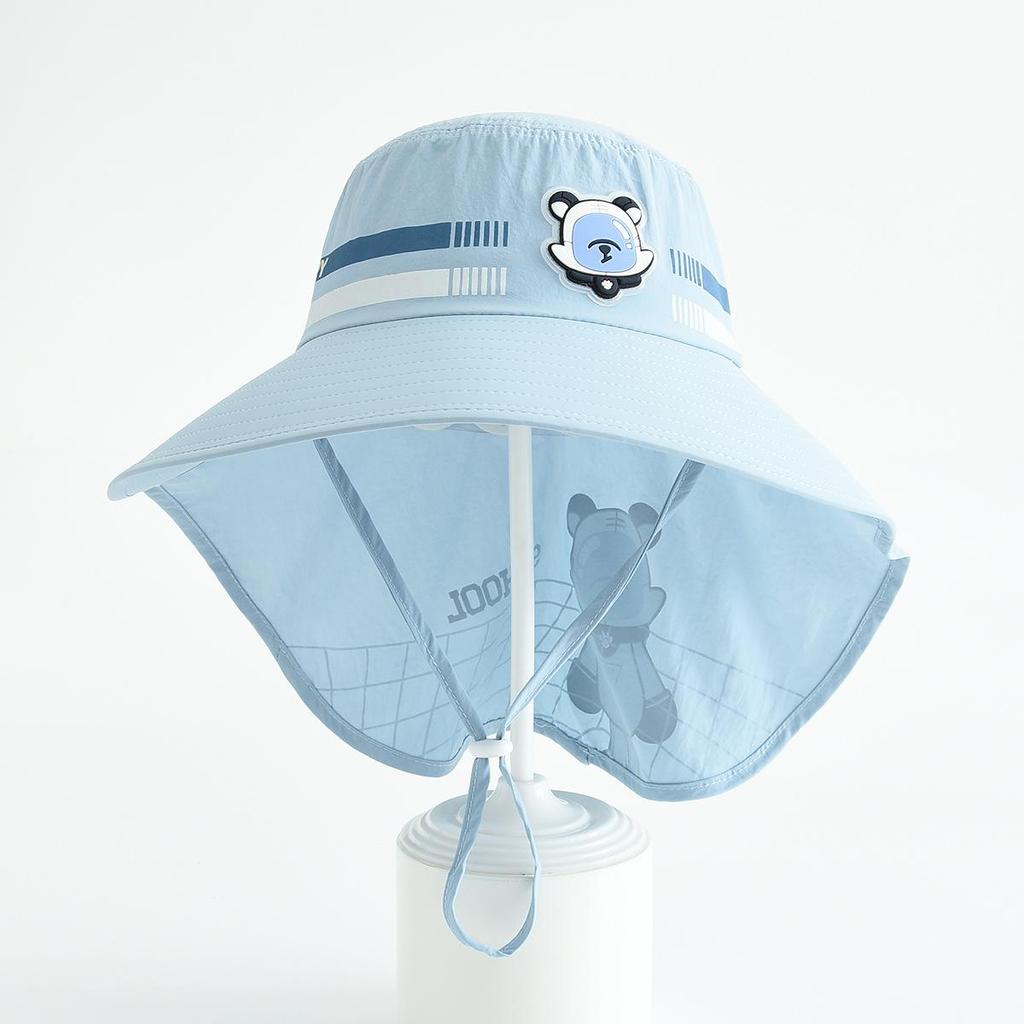Children's Outdoor Sun Hat with Neck Protection, Windproof Wide-Brim Hat for Boys and Girls