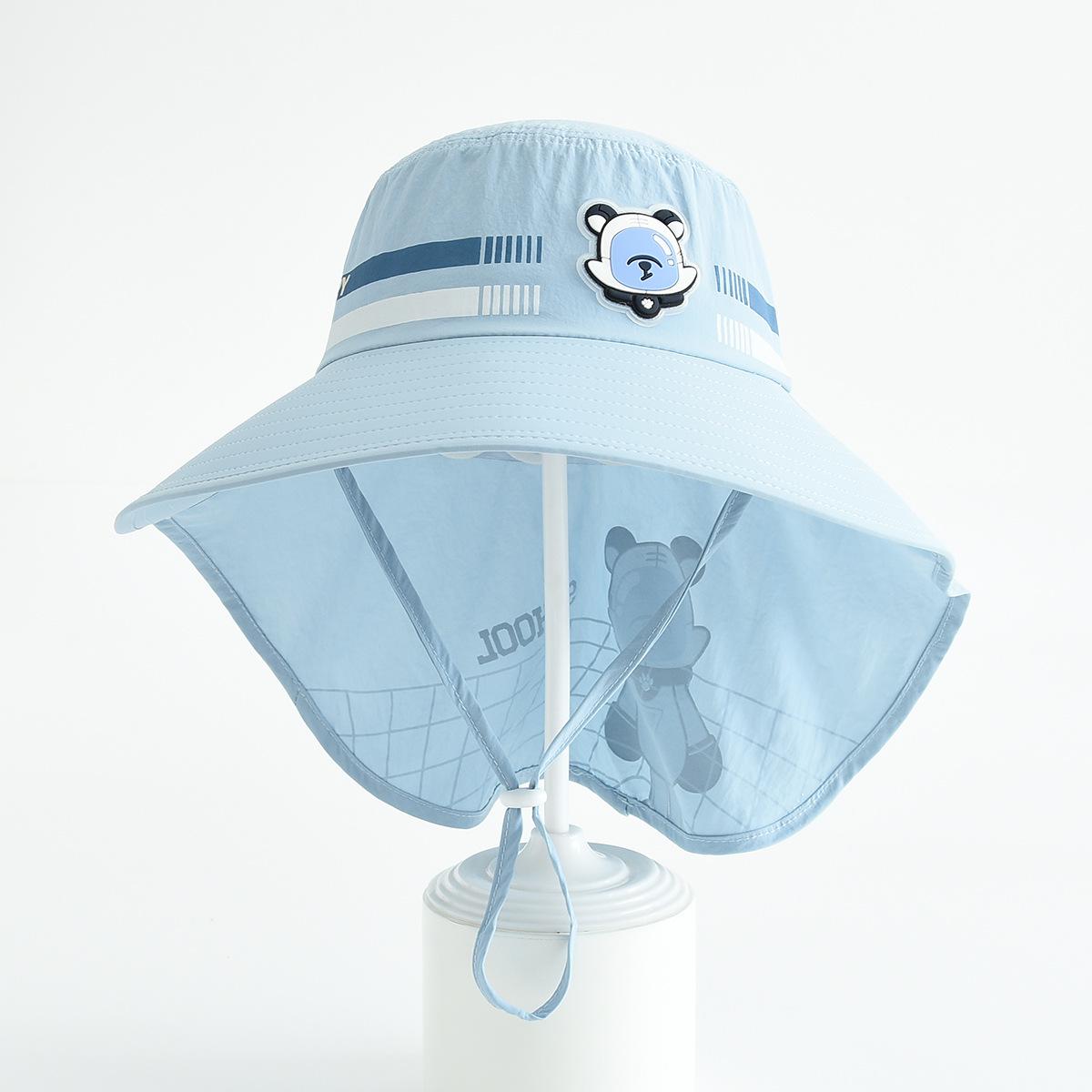 Children s Outdoor Sun Hat with Neck Protection, Windproof Wide-Brim Hat for Boys and Girls 52 cm светло-синий