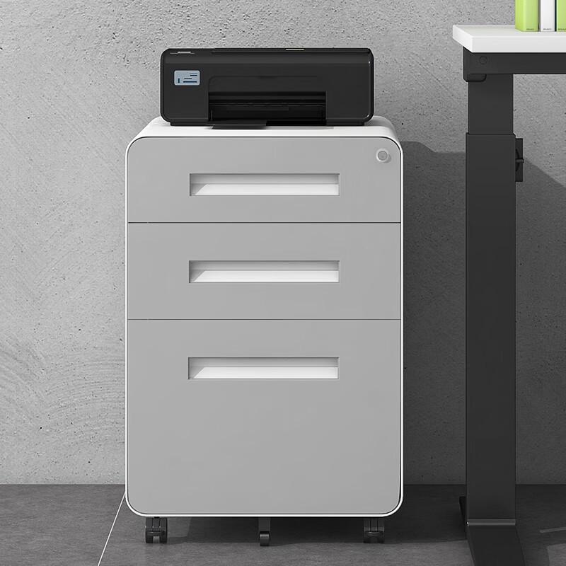 Mobile Filing Cabinet with Lockable Drawers for Office and Printer Storage