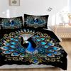 3pcs Enchanted Elegance Peacock Printed Quilt Set - Includes 1 Quilt Cover and 2 Pillowcases, Machine Washable - Suitable for All Seasons.J037