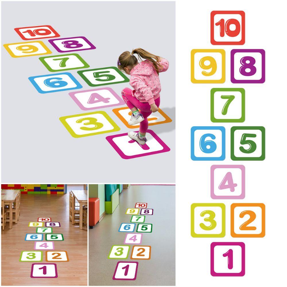 

Parent-child Hopscotch Floor Stickers 10/15/20cm Number Grid Sticker Nursery Decals 10*10cm