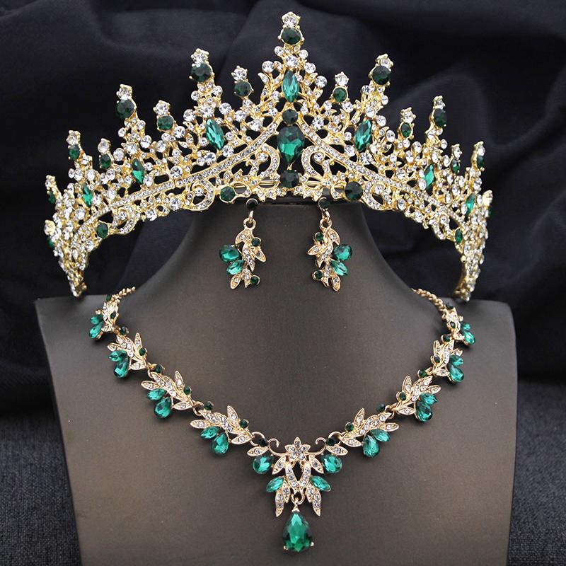 Elegant Bridal Jewelry Sets Princess 3 Pcs Tiaras and Necklace Earrings for Party Prom Birthday Wedding Hair Accessories