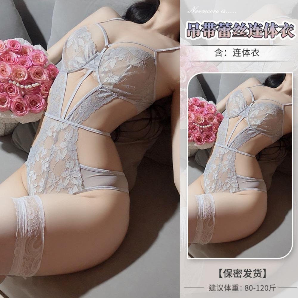 Fun Underwear Purple Popular Ins Wind Sexy Temptation Lace Hot Pure Desire Free Royal Sister Waist Onesie