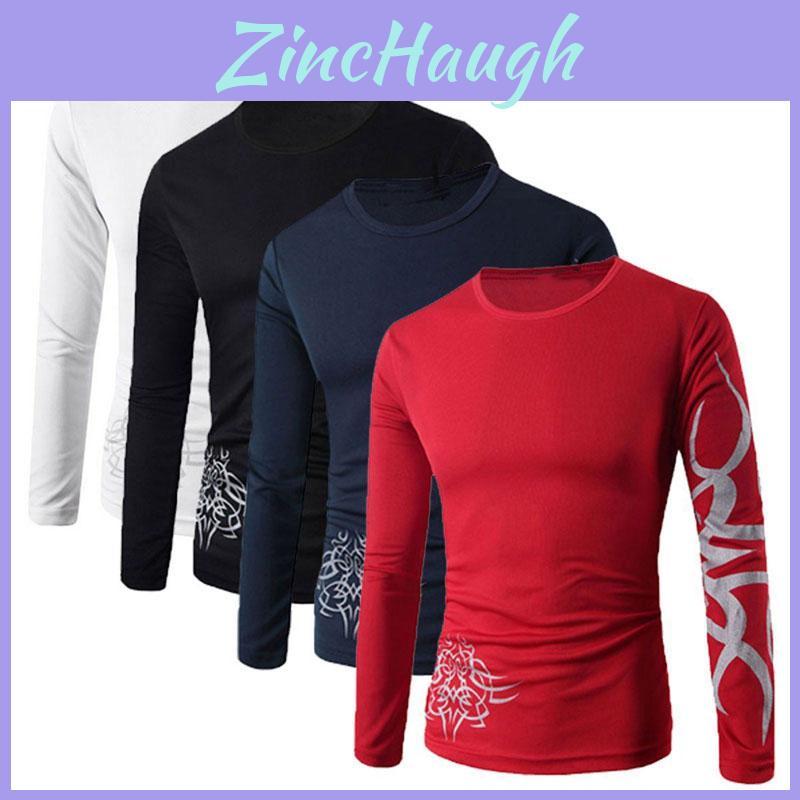 Premium Quality Fashion Men's Slim Fit O-neck Long Sleeve Muscle Tee T-shirt For Casual Wear