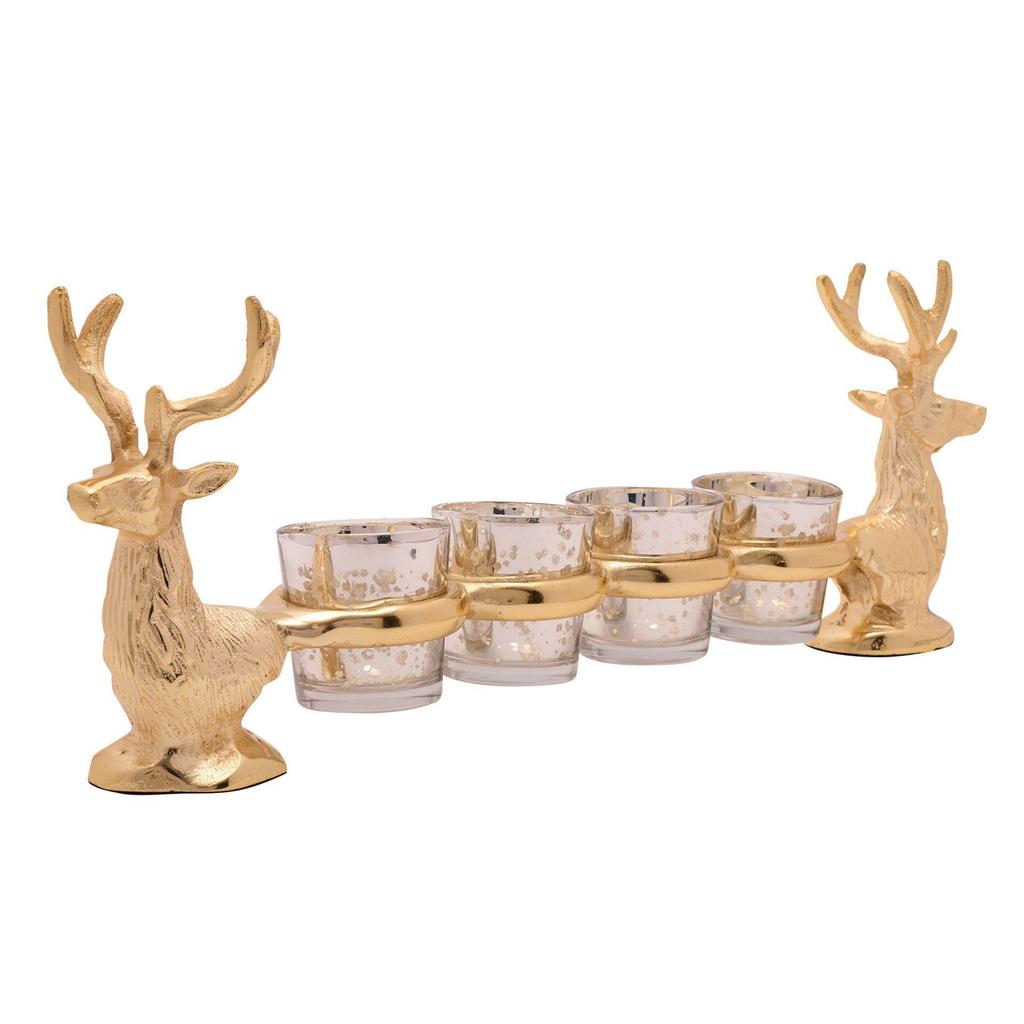 Gold Metal Stag & Tealight Holder