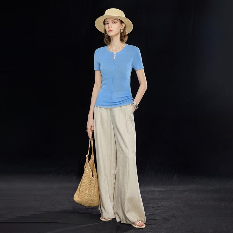 Wudao Silk Blend Breathable Knit Short-Sleeve Top