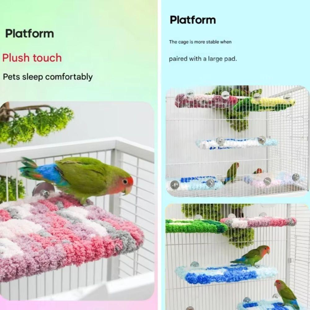 Warm Velvet Plush Bird Perch Anti-Slip Bird Hammock Bed Parrot Cage Platform Budgie
