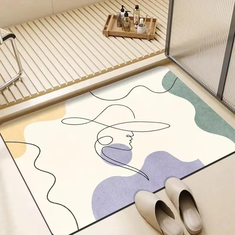Simple Line Pattern Door Front Mat Decoration Home Bathroom Floor Mat
