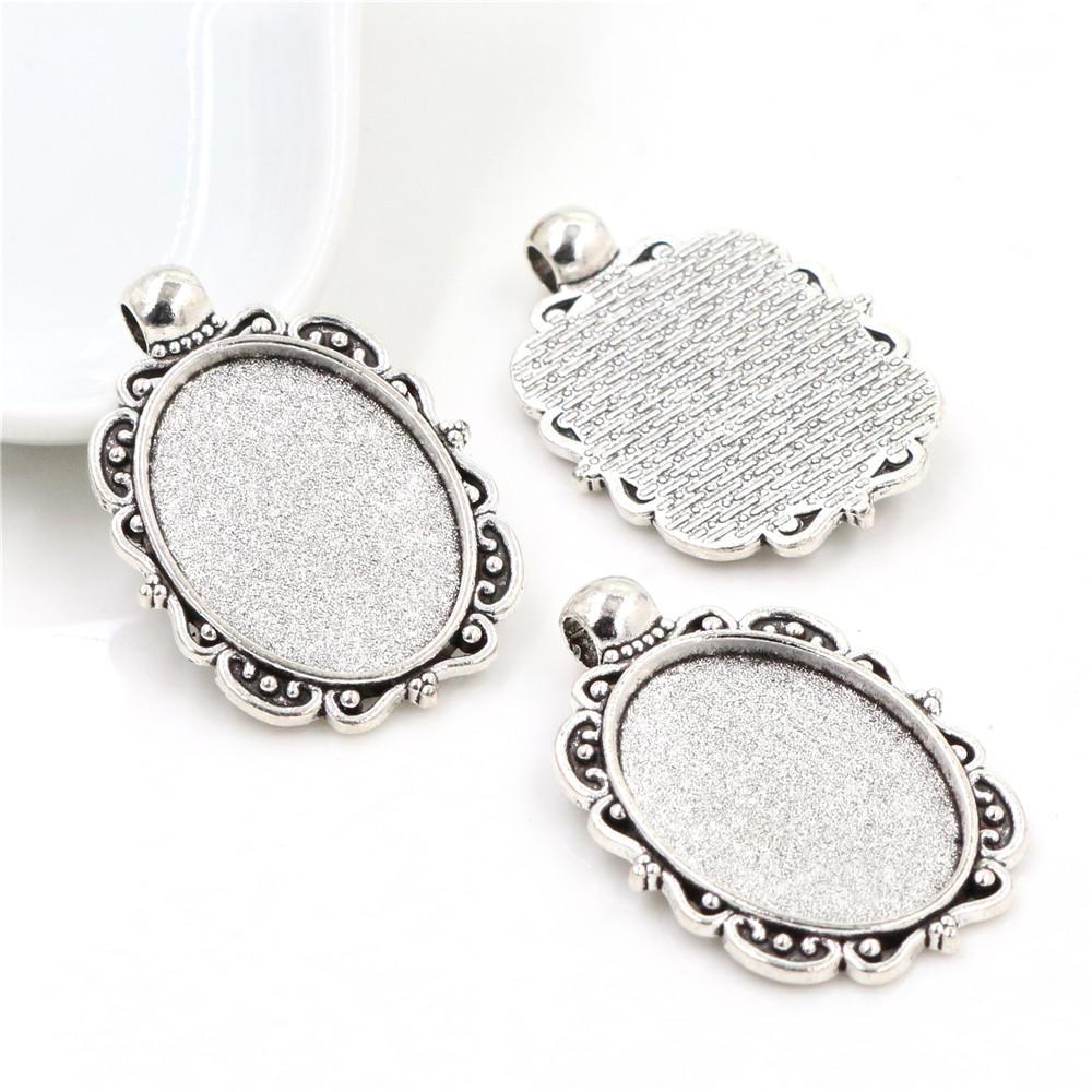 10 Stück 18x25mm Innenmaß Ovaler Anhänger Cabochon Leere Basis Fassung Fassungsschale DIY Halskette Schmuckherstellung Zubehör Fundstücke
