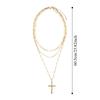 Sweater Chains Cross Necklace Cross Metal Clavicle Chain Fashion Double Layer Choker  Women Gifts