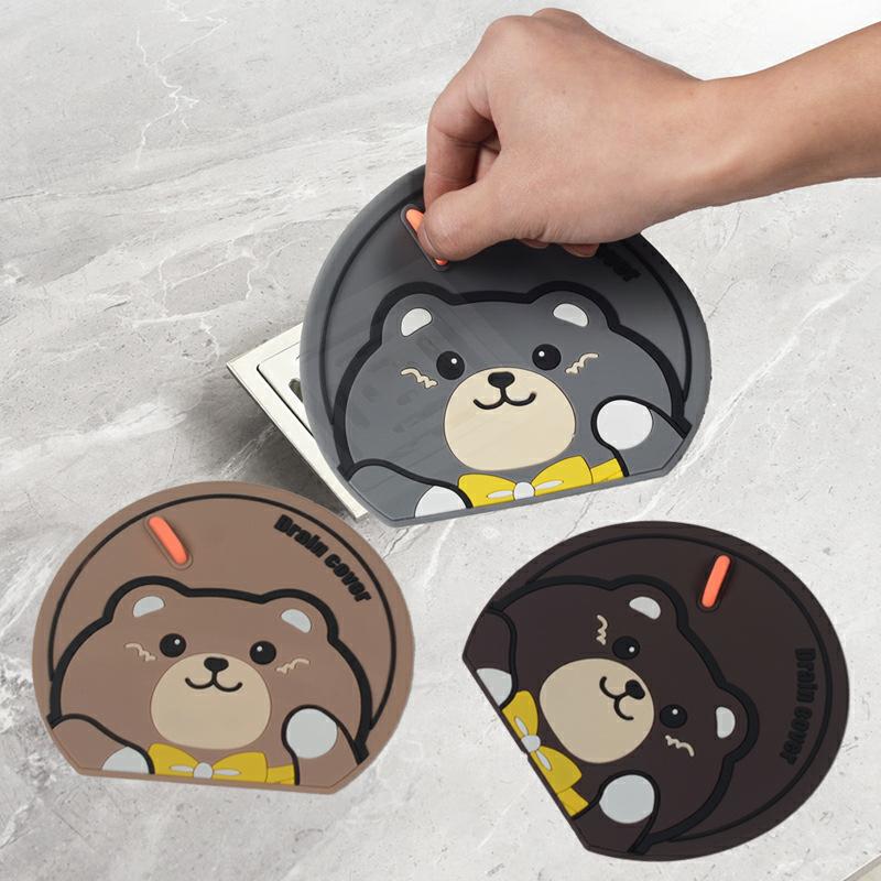 Little Bear Anti-odor Silicone Floor Drain Cover for Bathroom, Anti-reverse Odor Device for Sewer, Floor Drain Pad