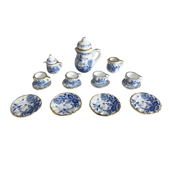 1:12 Miniature Ceramic Tea Set Gold Edge Collection Realistic Mini Teapot Cups And Saucers Micro Scene Decor for DIY Projects Collectors Kids