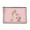 Flower  Letter Print Zipper Storage Bag  Lightweight Versatile Pouch Trendy Clutch Bag