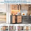 105 × 40 × 180 Cm Modern Tall Kitchen Cabinet, Black and Wood-look with LED Lighting, Adjustable Shelves and Euro-style Socket