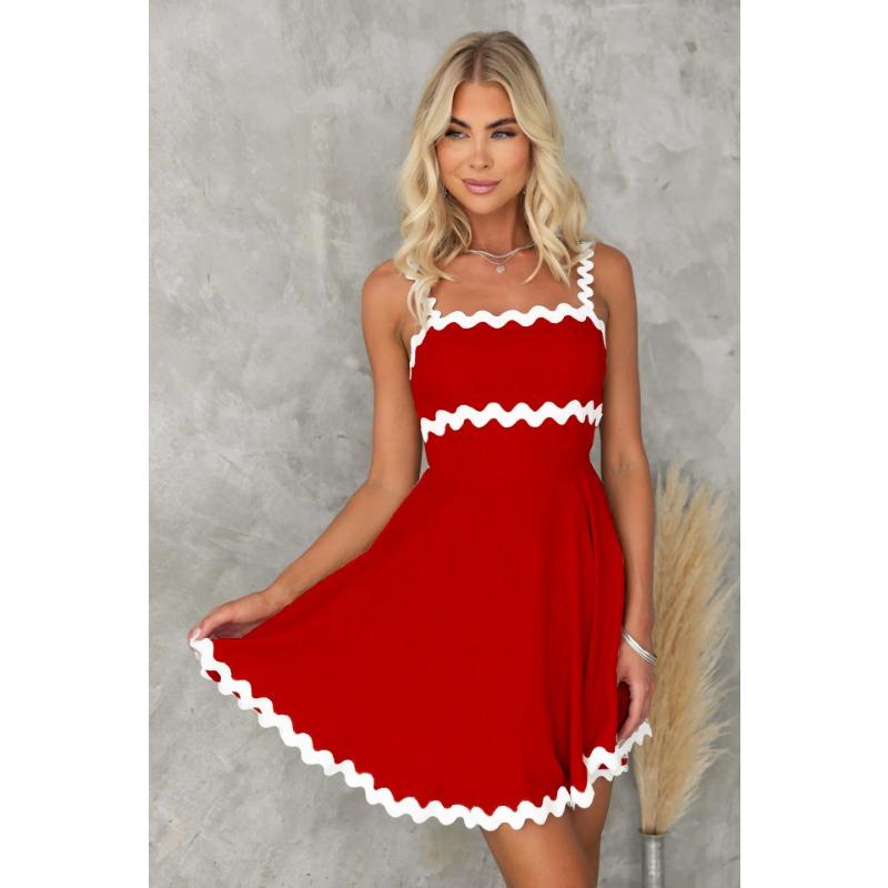 

VEZFAA Женская мода лето весна кружевной принт без рукавов подтяжки высокая талия повседневные платья XL