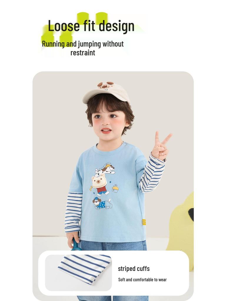 Kaka Panda Kids' Long-Sleeve T-shirt - Trendy Spring/Autumn Layer for Boys and Girls