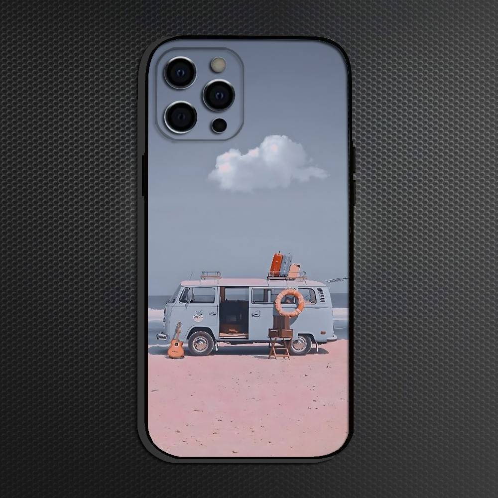 Traveling Car Phone Case For iPhone 16,15,14,13,12,11 Plus,Pro Max, Others Soft Black Cover