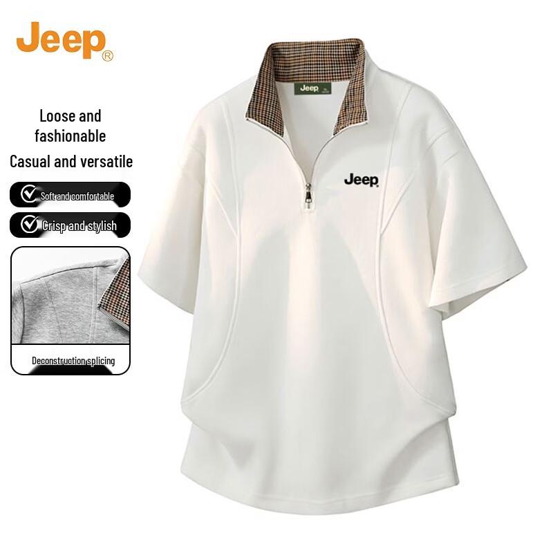 JEEP Men s Cooling Half-Zip Short Sleeve Polo Shirt M