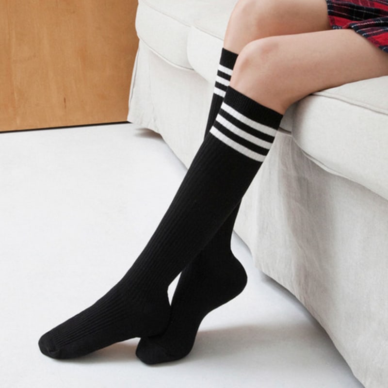 

гольфы биарриц простые гольфы до колена 2 цвета black