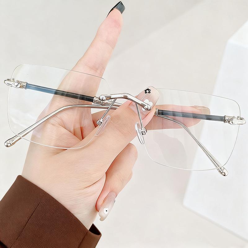 Frameless Diamond-Cut Men's Retro Anti-Blue Light Reading Glasses for Middle-Aged & Elderly.