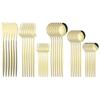 New 36Pcs Mint Gold Cutlery Set Western Silverware Stainless Steel Dinnerware Knife Fork Spoon Tableware Flatware Kitchen Wedding Accessories