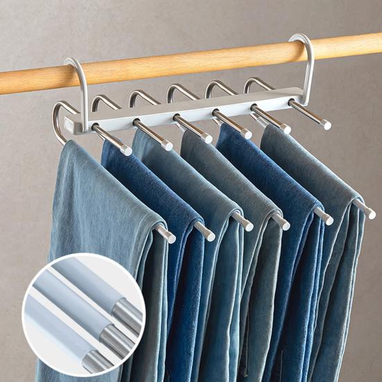 Folding Trouser Rack Stainless Large Capacity Seamless Anti-slip Great Load Bearing Closet Organizer Jeans Skirts Scarf Pants Vertical Storage Hanger