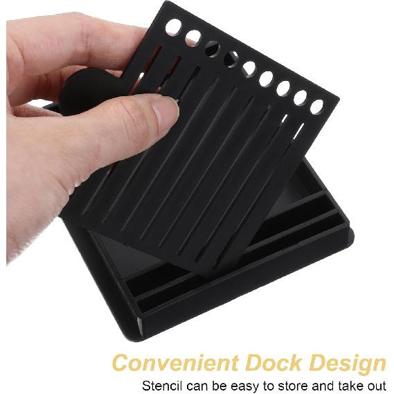 Sticky Note Holder, Reble Self-Stick Sticky Note Stencil and Holder for 3x3 Inch Notes, Suitable for Office Home (Black, 5 Templates)