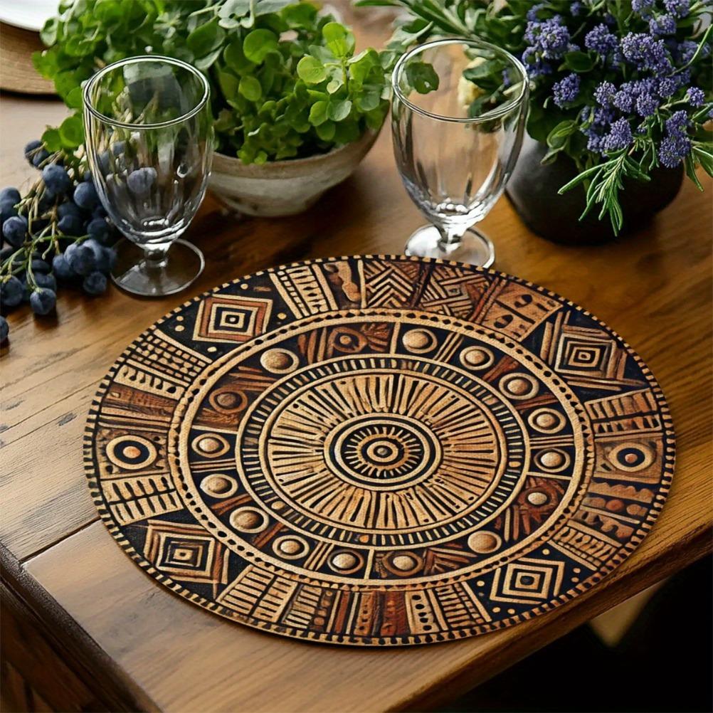 Bohemian Circular Placemat 13.8 Inch Washable Placemat Geometric Design Table Mat Party Decorations Kitchen Accessories